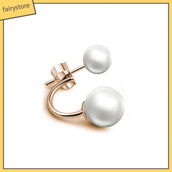 1 Đôi Bông Tai Tròn Đính Ngọc Trai Giả Thời Trang