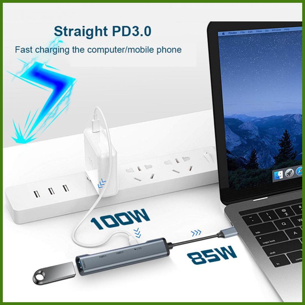 Hub Chuyển Đổi USB C 4 Trong 1 Phù Hợp Với USB C Laptops Và Các Thiết Bị Type C rdavn rdavn