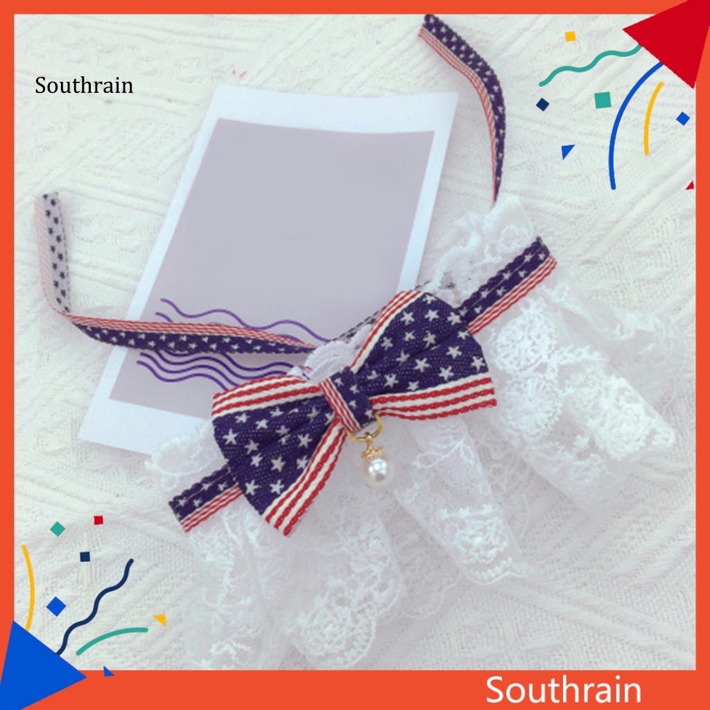 Yếm Đeo Cổ Bằng Cotton Phối Ren Thắt Nơ Dễ Điều Chỉnh Dành Cho Thú Cưng