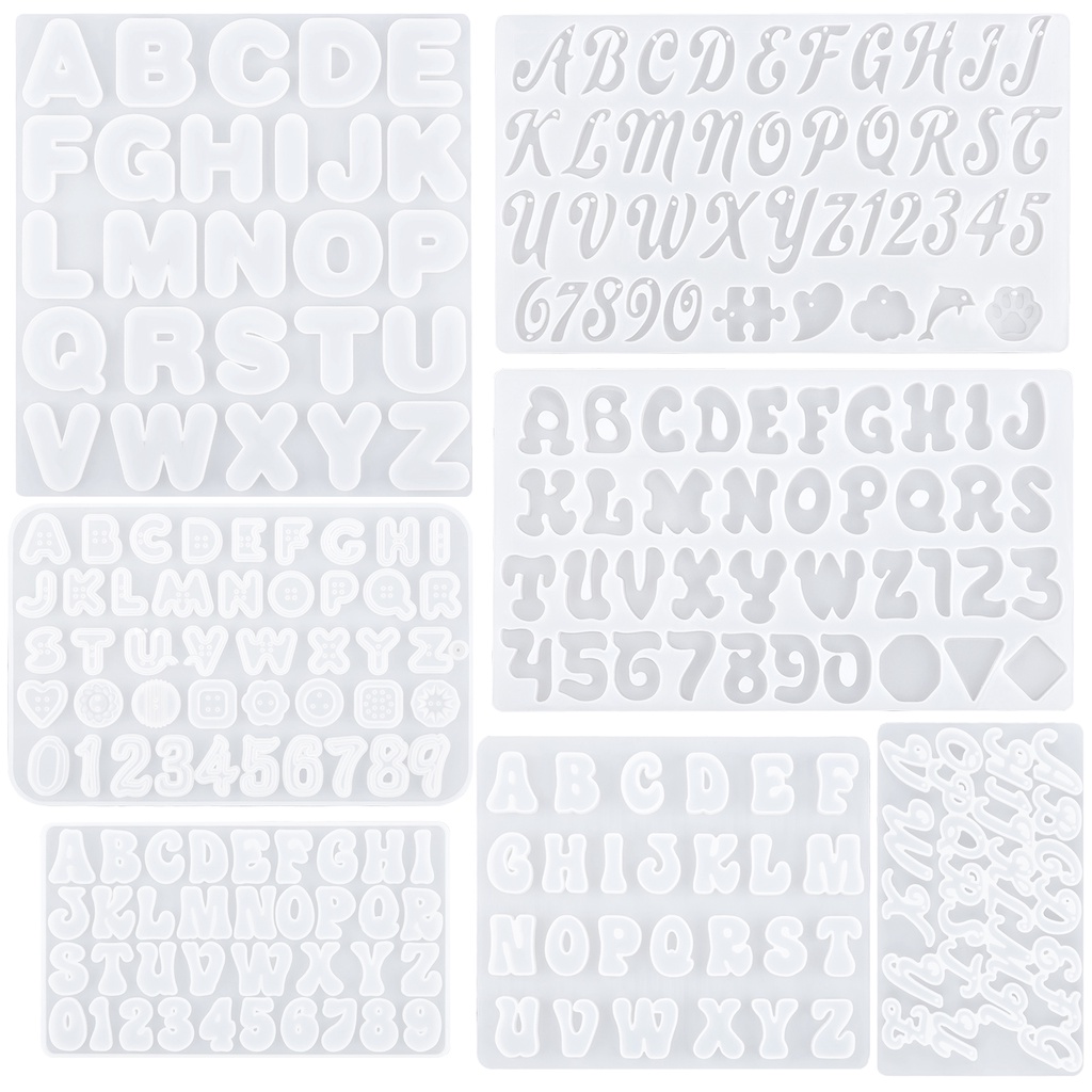 Chữ Epoxy Silicone Khuôn chữ và số Khuôn DIY Key Buckle Earrings Epoxy Trang sức Thủ công mỹ nghệ Đúc khuôn