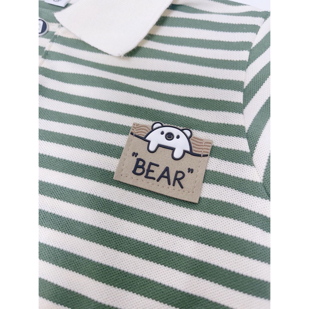 Áo Thun polo Tay Ngắn Kẻ Sọc Thêu Họa Tiết Thoáng Khí Thời Trang Cho Bé Trai