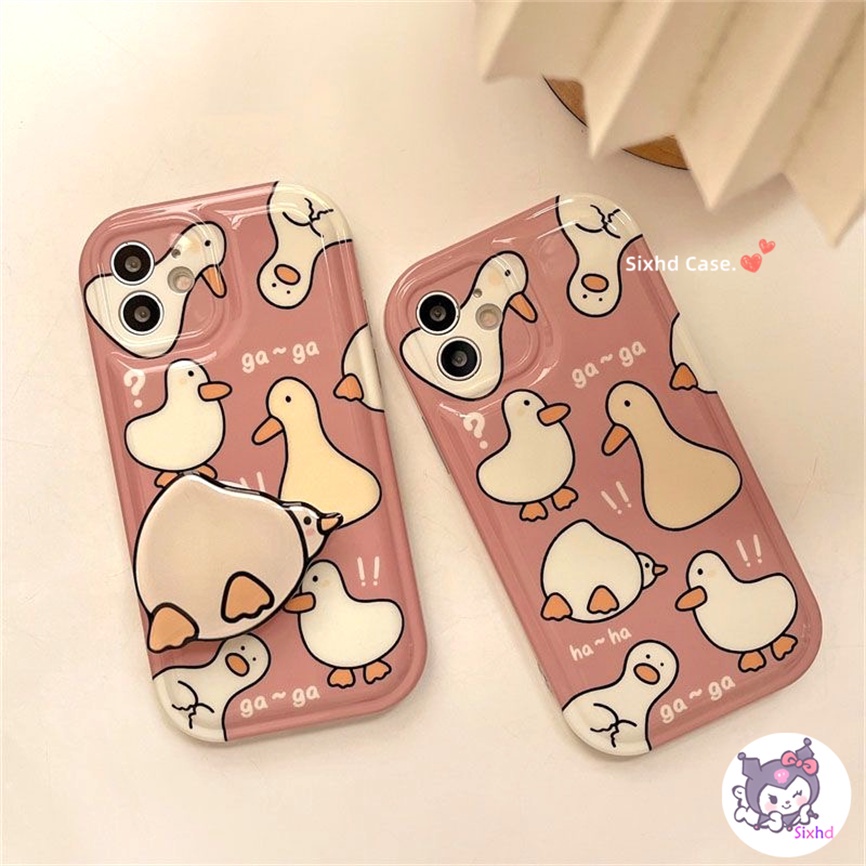 Ốp Lưng Realme C55 C53 C35 C30 C25Y C25s C15 C12 C11 2020 C33 C30s C21Y C25 C20 C20A C17 C31 C3 10 7 6i 5i 5 Narzo N53 N55 30A 50i 50A Prime sixhd Ốp Điện Thoại TPU Mềm Có Giá Đỡ Hình Vịt Hồng Cho