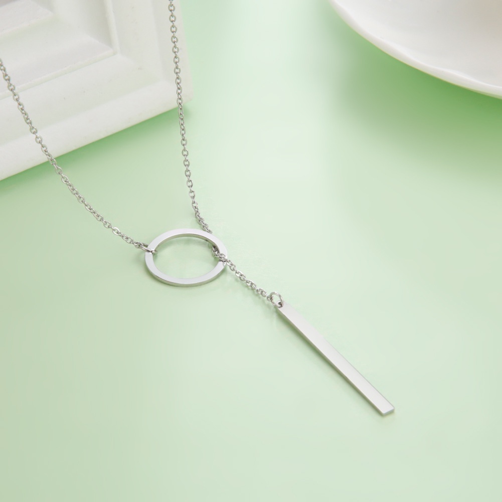 Vòng Cổ Dây Xích Ngắn Mặt Hình Học Đơn Giản Phong Cách Hàn Quốc