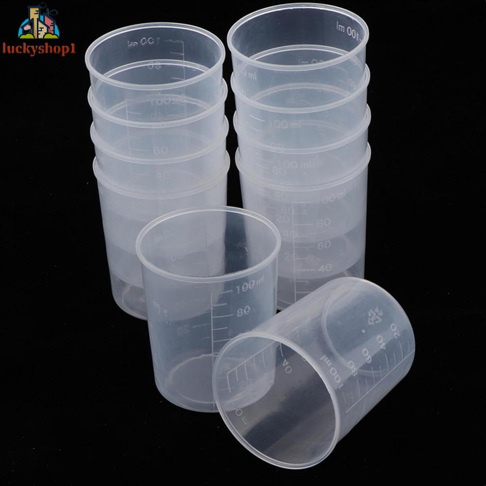 Set 10 Cốc Đo Lường 100ml Bằng Nhựa Trong Suốt Tiện Dụng