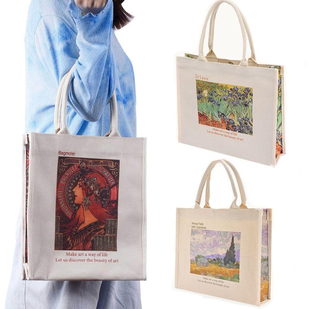 Túi Xách Canvas Đeo Vai Họa Tiết Tranh Sơn Dầu Hoa Hướng Dương Cho Nữ