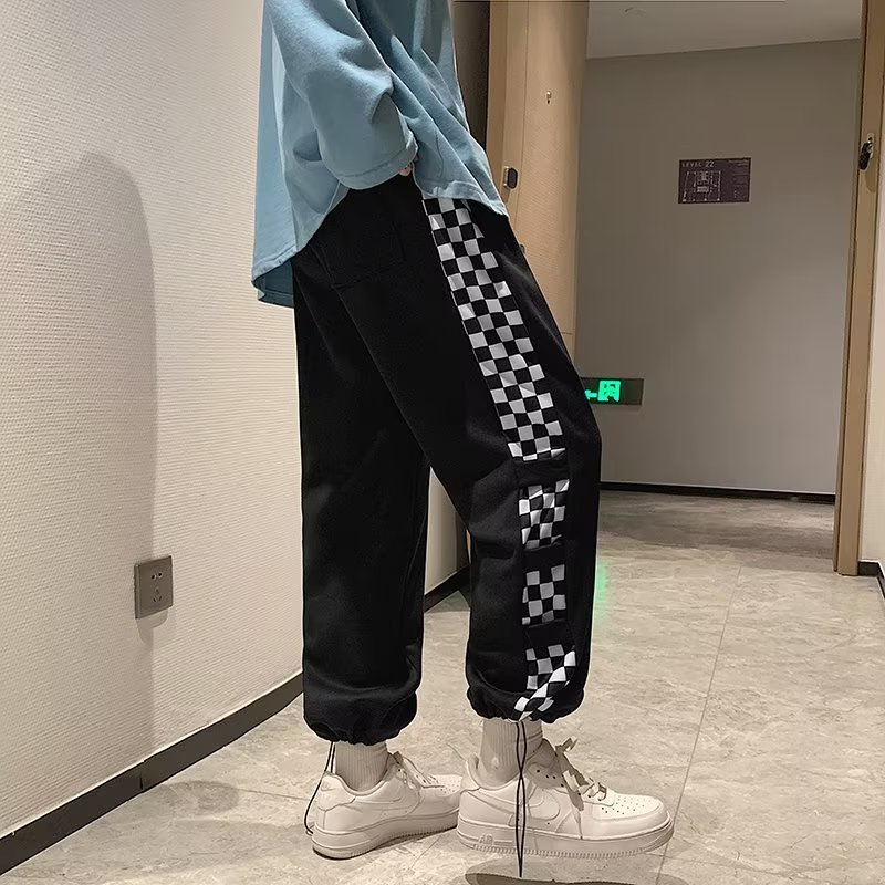 Quần Dài Thể Thao Ống Đứng In Họa Tiết Caro Phong Cách Hàn Quốc Thời Trang Xuân Thu Cho Nam