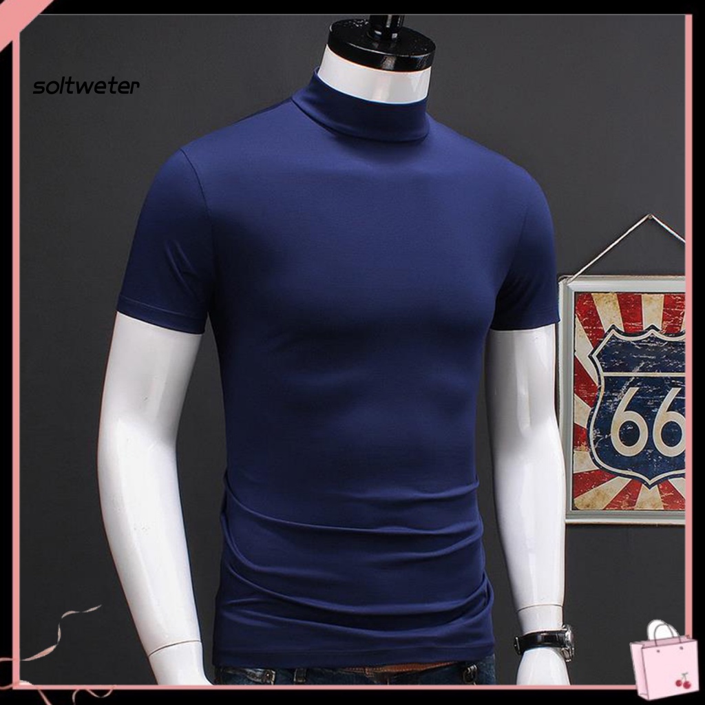 Áo Thun Mỏng Tay Ngắn Màu Trơn Thoáng Khí Thân Thiện Với Da Mềm Mại Cho Nam