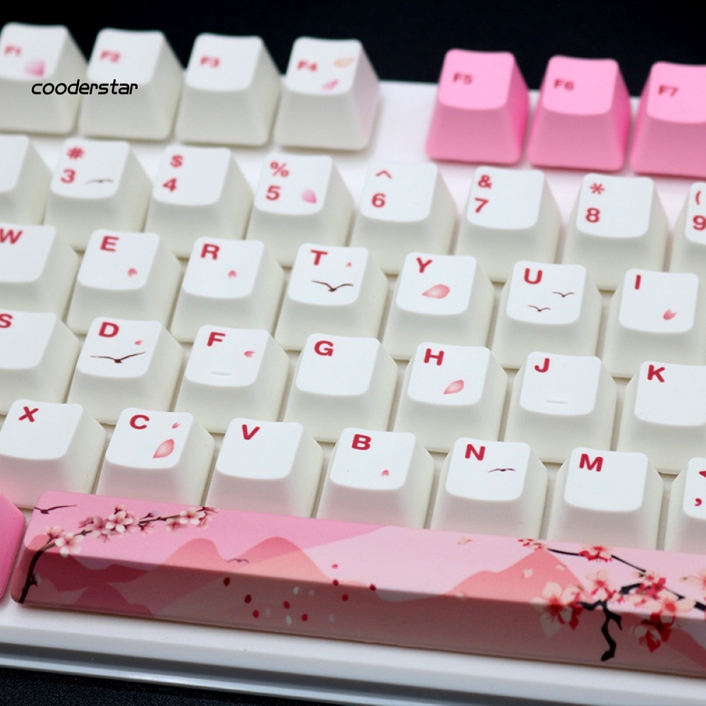 Bộ 104 Phím Thay Thế Họa Tiết Hoa Anh Đào Màu Hồng Xinh Xắn