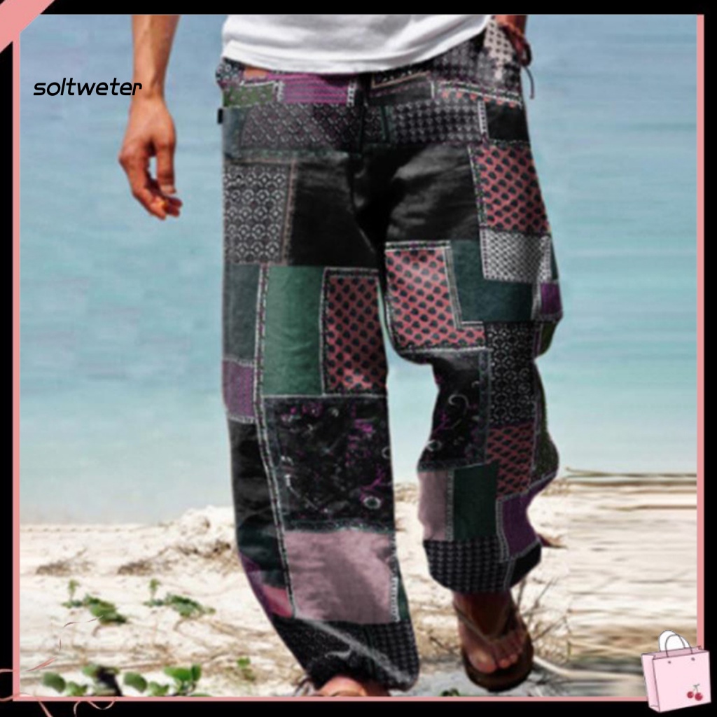 Quần Dài Eo Cao Dáng Rộng In Họa Tiết Phong Cách Bohemian Thời Trang Xuân Thu Đi Biển Cho Nữ