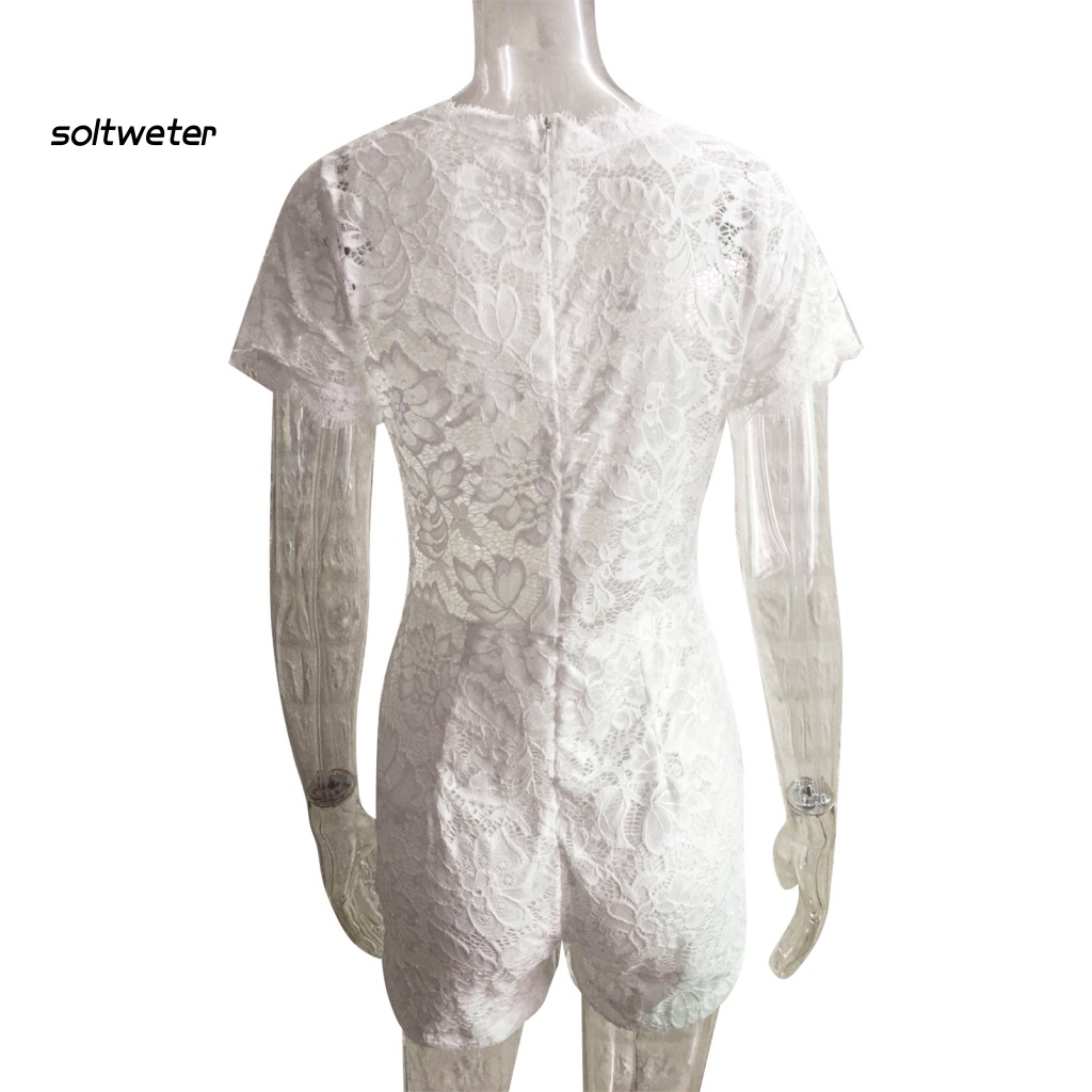 Áo liền quần Ren Xuyên Thấu Màu Sắc Trơn Có Khóa Kéo Ẩn Thời Trang Mùa Hè Quyến Rũ Cho Nữ