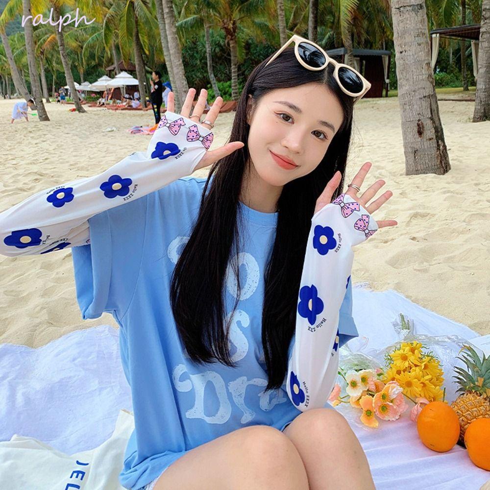Găng Cánh Tay Co Giãn Chống Tia UV In Họa Tiết Hoạt Hình Dễ Thương Thời Trang Mùa Hè Cho Nữ