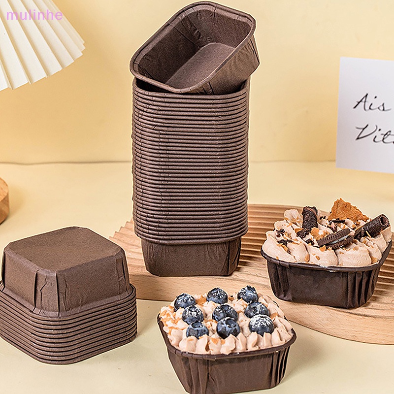 Set 50 Khuôn Giấy Làm Bánh Cupcake Hình Vuông Tiện Dụng