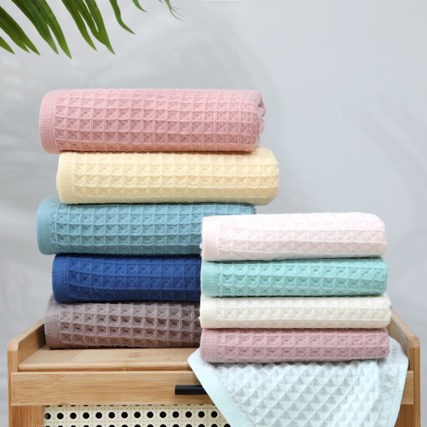Khăn Tắm Cotton Mềm Mại Thấm Hút Tốt Họa Tiết Tổ Ong Kích Thước 34x74 / 70x140cm