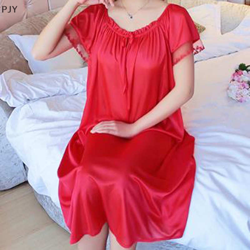 Pjy Đầm Ngủ Phối Ren Dáng Dài Cho Cô Dâu