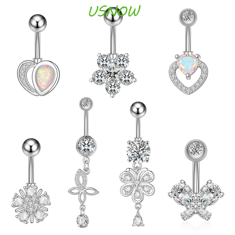 Khuyên Rốn Hình Trái Tim / Bướm Bằng Thép Không Gỉ Phong Cách Hip Hop Quyến Rũ|Khuyên Rốn Hình Hoa Đính Đá Thời Trang