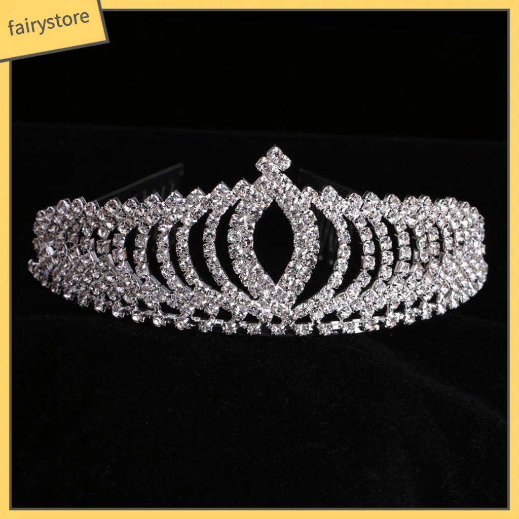 Cài Tóc Hình Vương Miện Đính Đá Lấp Lánh Phong Cách Hàn Quốc Cho Bé Gái