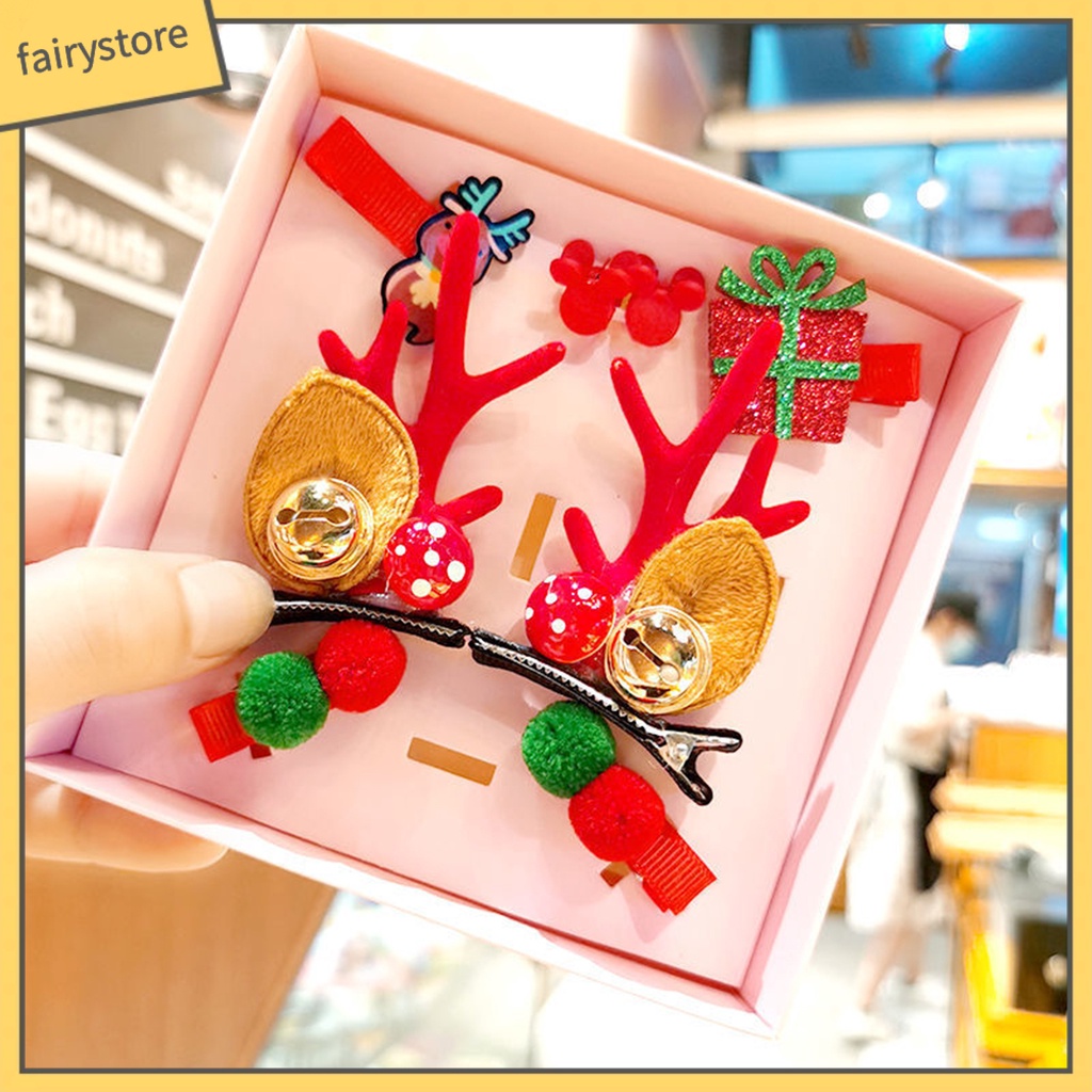 1 Bộ Kẹp Tóc Hình Sừng Hươu Giáng Sinh Bằng Vải Thoải Mái