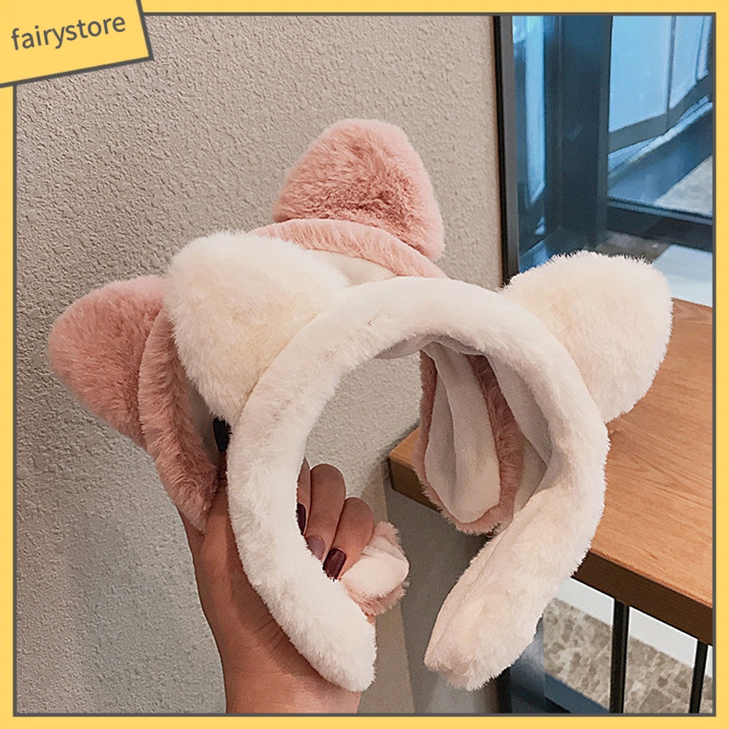 Băng Đô Tai Lông Nhung Mềm Mại Dễ Thương Dùng Rửa Mặt Cho Nữ