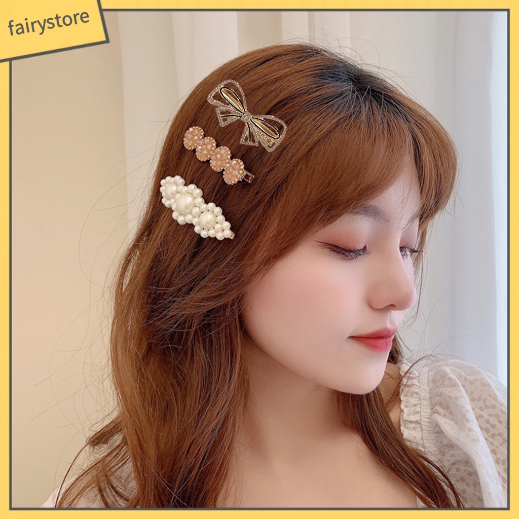 Kẹp Tóc Đính Đá / Ngọc Trai Giả Lấp Lánh Nhiều Kiểu Dáng Thanh Lịch