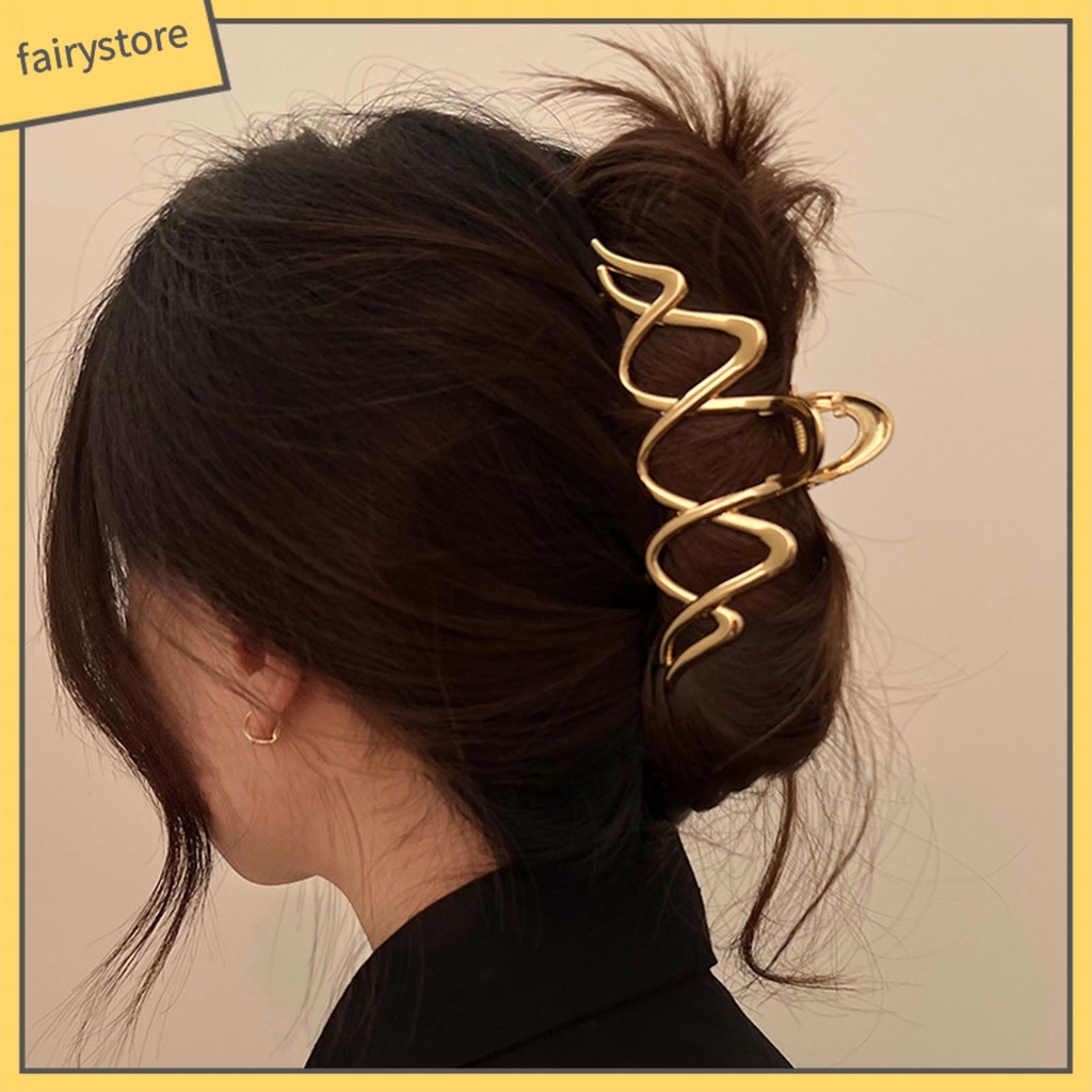 Kẹp Tóc Dạng Gợn Sóng Màu Trơn Co Giãn Chống Trượt Bằng Thép Không Gỉ