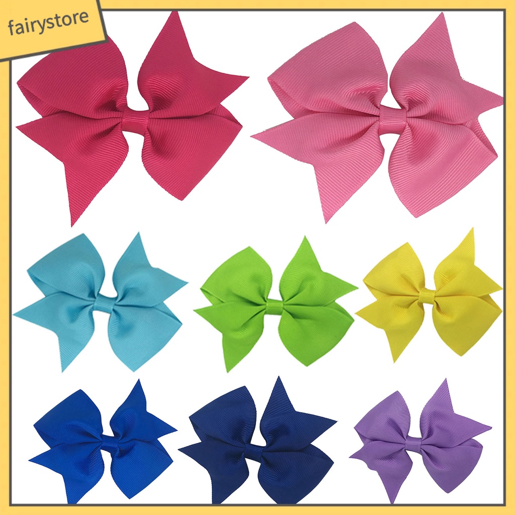 Set 20 Kẹp Tóc Nơ Chống Rơi Màu Trơn Xinh Xắn Cho Bé Gái