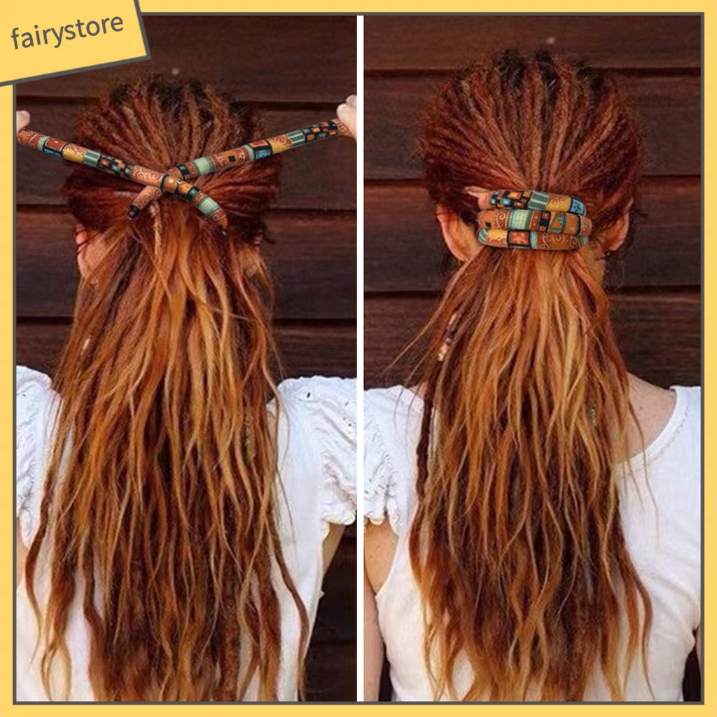 Giá Đỡ Dây Buộc Tóc Đuôi Ngựa Bằng Dây Sắt Linh Hoạt In Họa Tiết Thổ Cẩm Cổ Điển