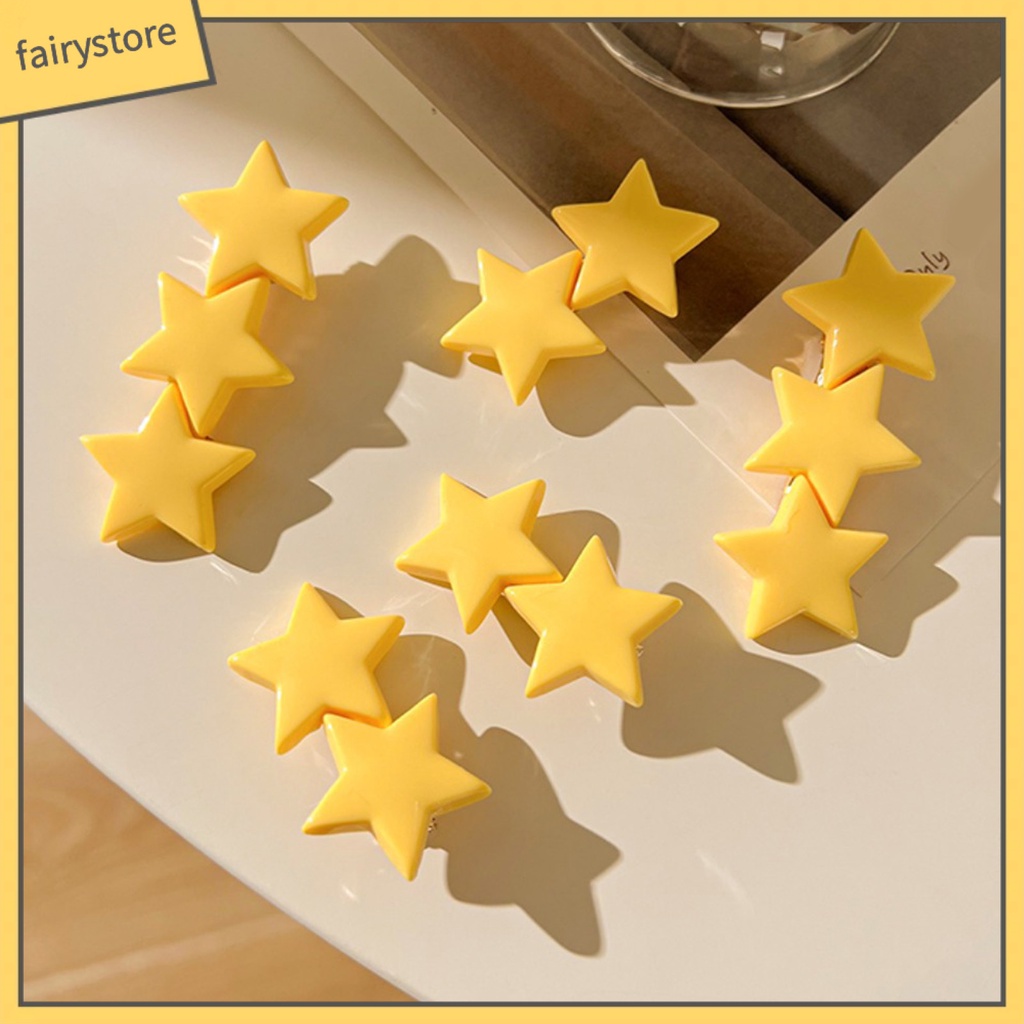 Kẹp Tóc Ngôi Sao Màu Vàng Bằng Thép Không Gỉ Co Giãn Chống Trượt Cho Bé Gái