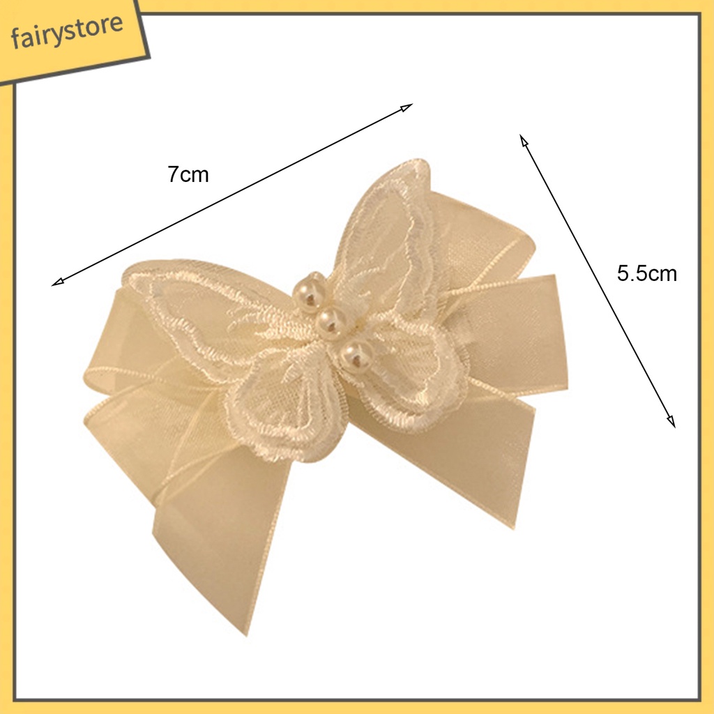 1 Cặp Kẹp Tóc Ba Lớp Hình Bướm Đính Ngọc Trai Giả Gọn Nhẹ Chống Trượt