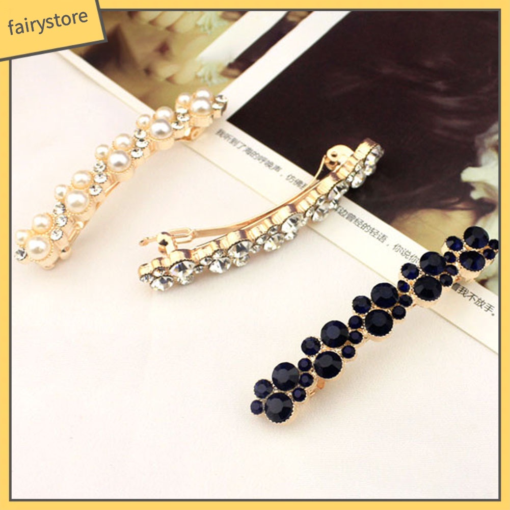 Kẹp Tóc Đính Đá Và Ngọc Trai Giả Thời Trang Thanh Lịch Dành Cho Nữ
