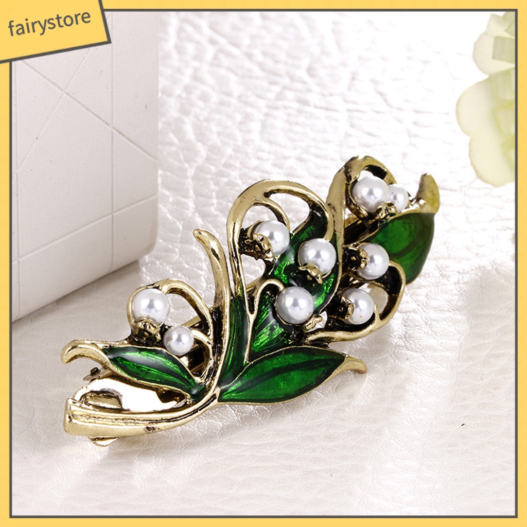 Kẹp Tóc Hình Lá Đính Ngọc Trai Nhân Tạo Chống Trượt