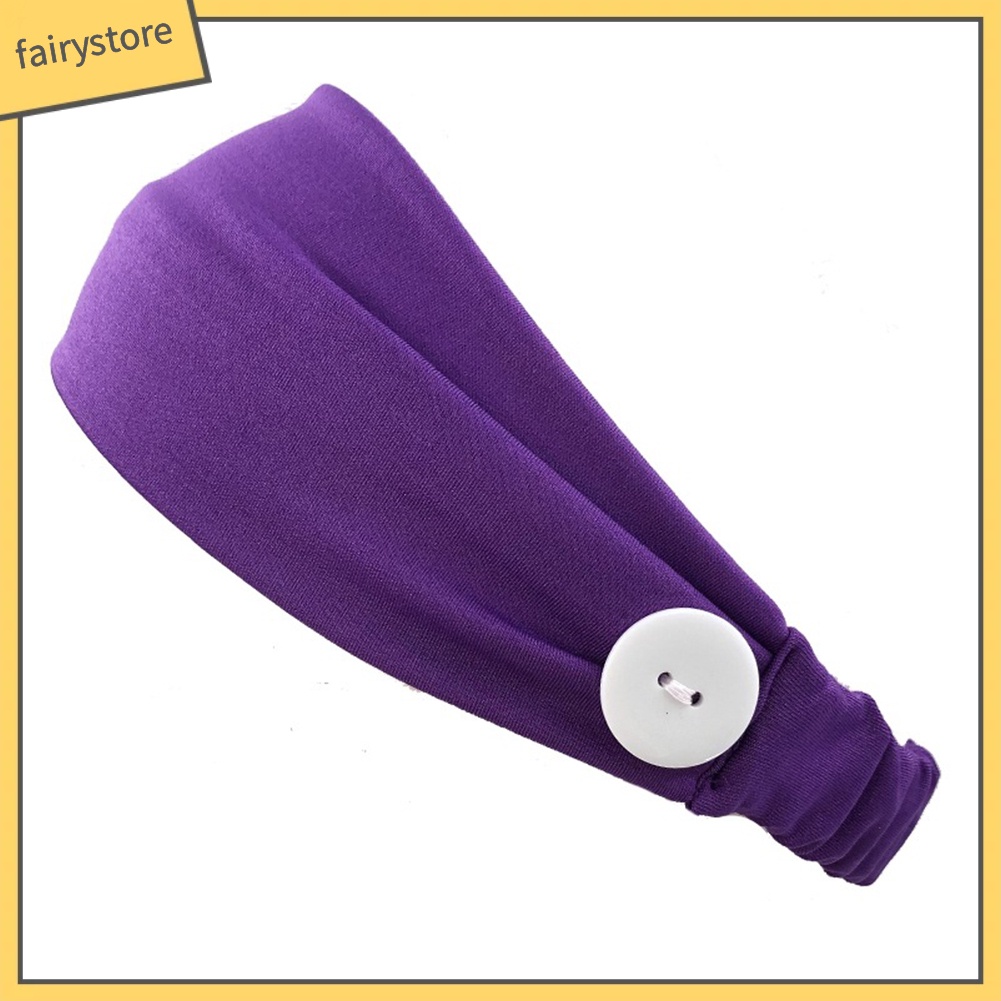 Băng Đô Cài Tóc Co Giãn Thấm Hút Mồ Hôi Phối Nút Dành Cho Nữ