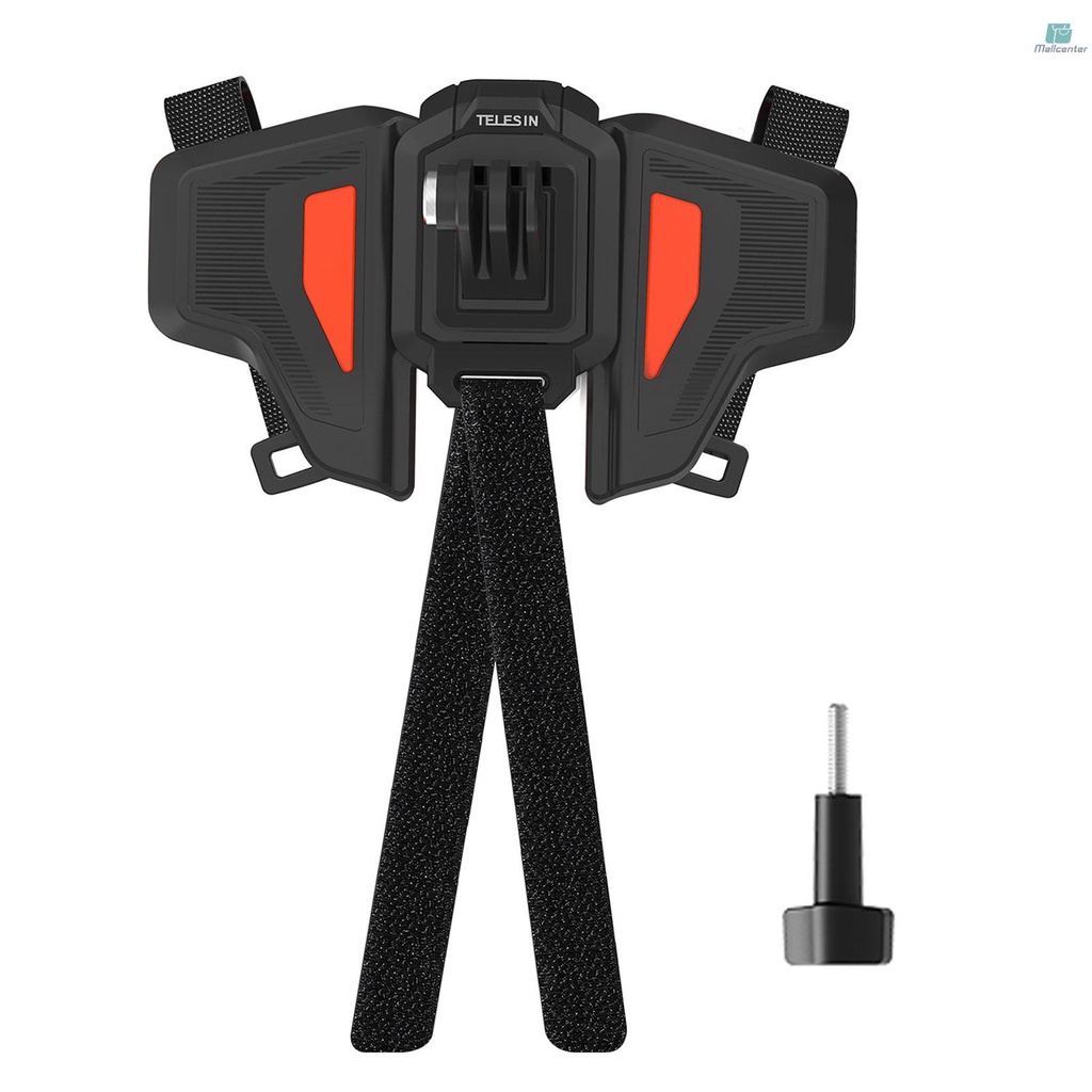 TELESIN GP-HBM-MT2 Second Generation Motorcycle Helmet Mount Strap Flodable Front Chin Mount Compatible with   10 9 8 7 6 5 DJI Osmo ACTION Insta360 ONE R