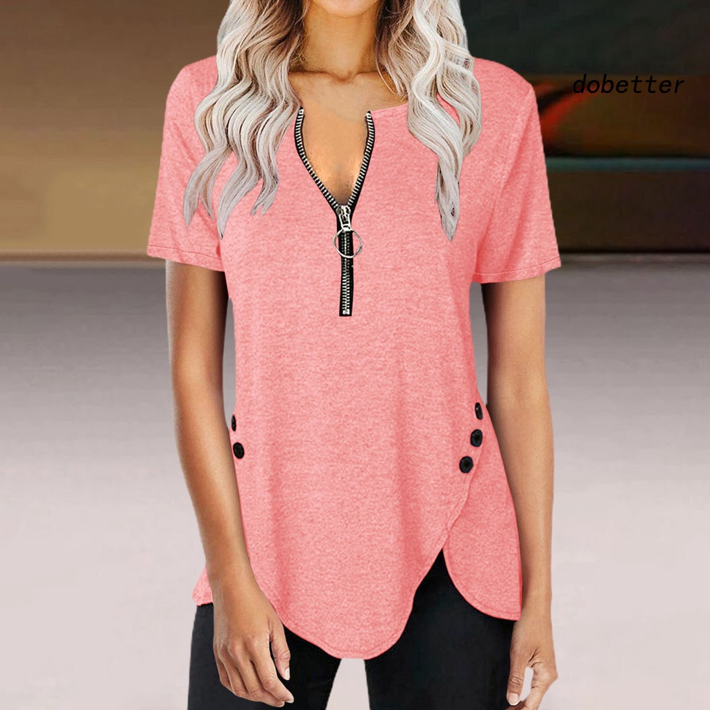 Áo Sơ Mi Cổ Chữ V Bằng Polyester Co Giãn Thoáng Khí Màu Sắc Đơn Giản Thời Trang Mùa Hè Cho Nữ