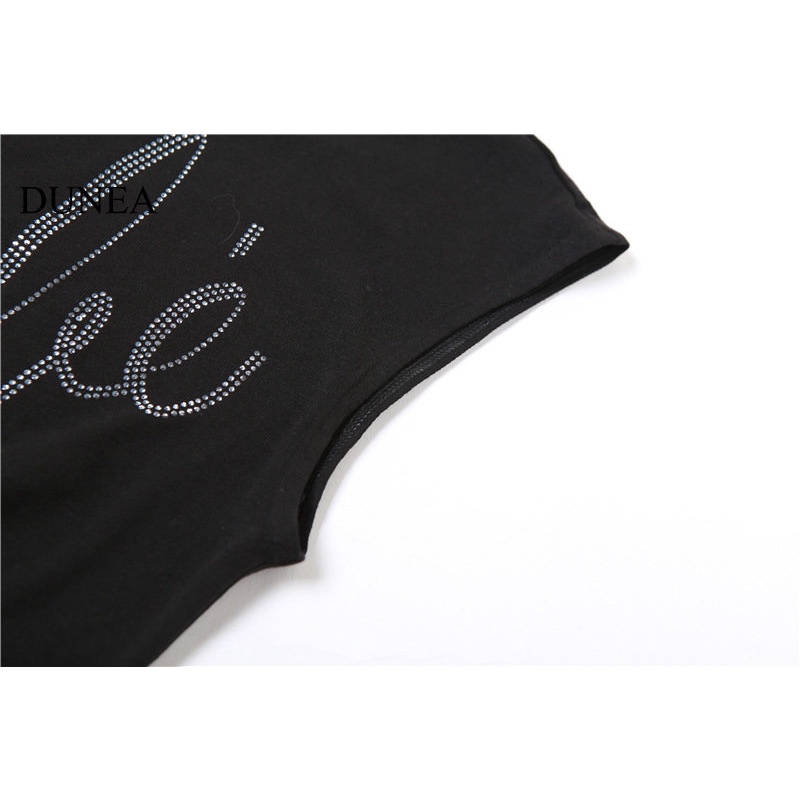 DUNEA Áo Croptop Trễ Vai Hoạ Tiết Chữ Thiết Kế Quyến Rũ Cho Phái Nữ