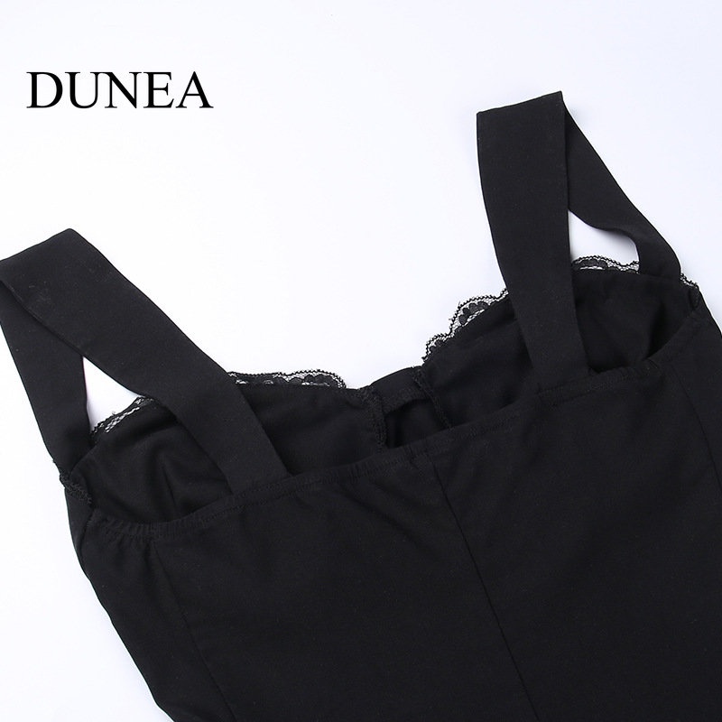 DUNEA Đầm Ngắn Cổ Yếm Phối Ren Gợi Cảm Cho Nữ