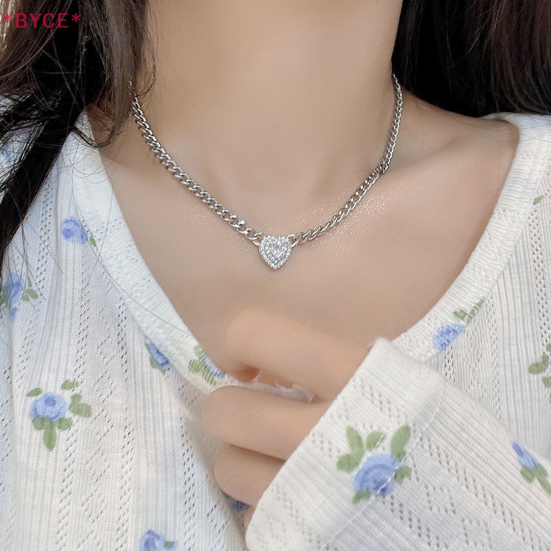 Vòng cổ Mặt Trái Tim Đính Đá Zircon Thời Trang Cho Nữ Mới