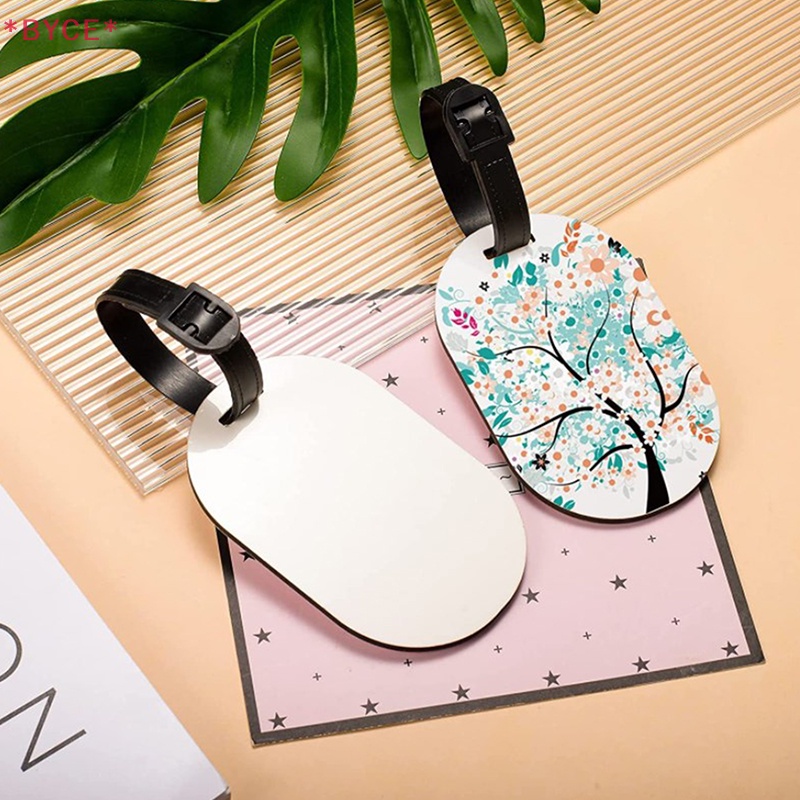 Set 10 Thẻ Hành Lý Du Lịch Màu Trắng Có Dây Đeo Hai Mặt MDF Mới