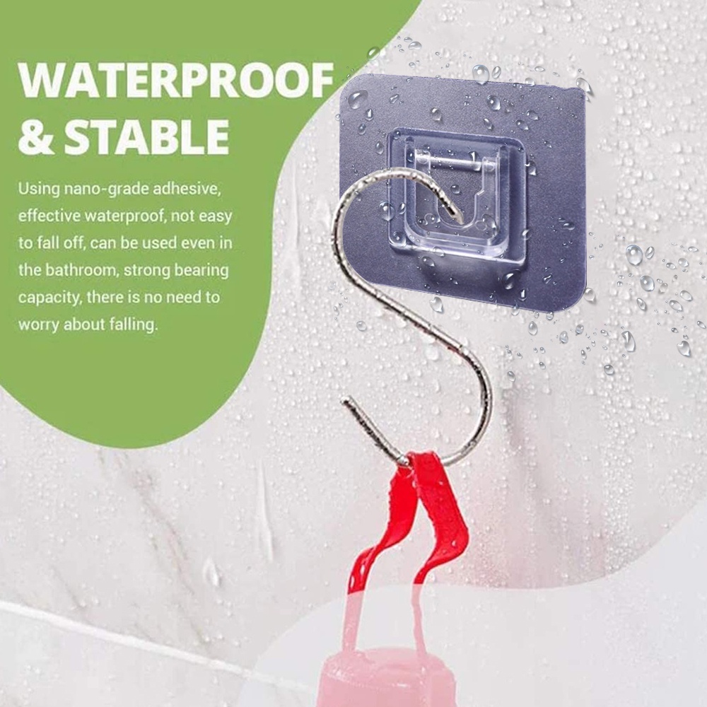 1 Cặp Móc Treo Đồ Dán Tường Hai Mặt Trong Suốt Đa Năng Có Giác Hút Chân Không