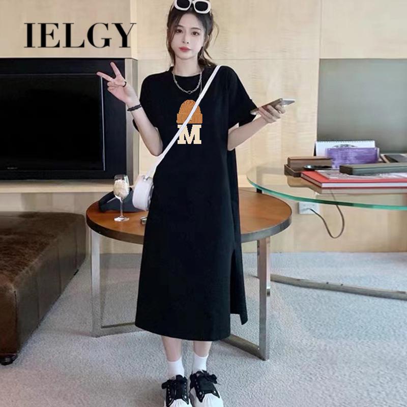 Ielgy Đầm Dài Đến Đầu Gối Xẻ Tà Mỏng Thông Thường Nhìn Ra Ngoài Cho Nữ