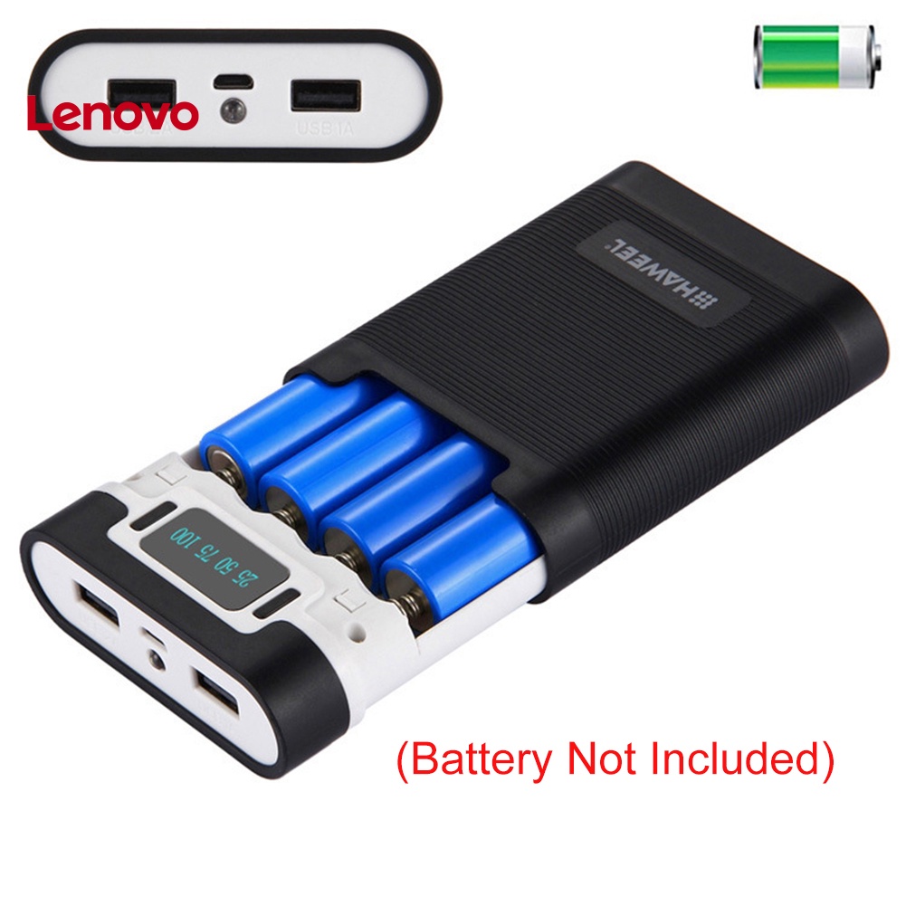 LENOVO Vỏ Đựng Sạc Dự Phòng 4x18650 Hai Cổng USB 5V / 2.5A DIY