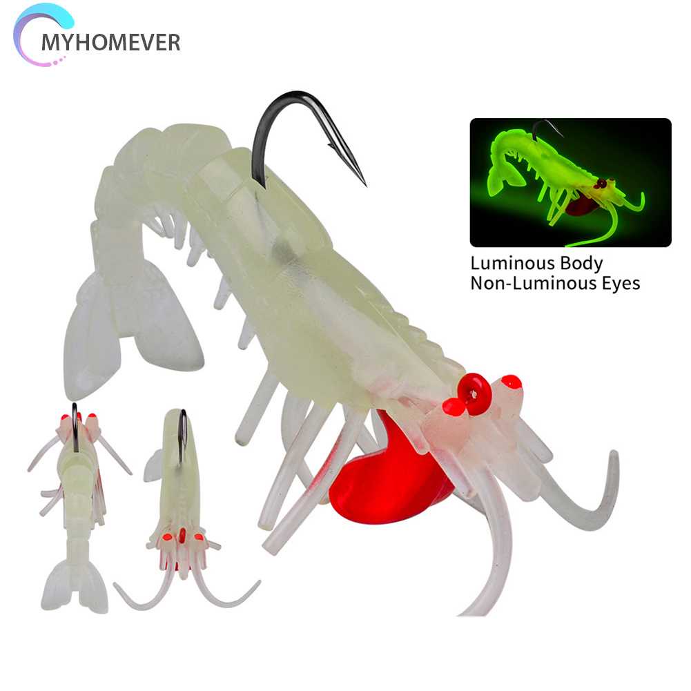 Mồi Câu Cá Giả Hình Tôm Dạ Quang Mềm Mại Kích Thước 7.3cm 6g