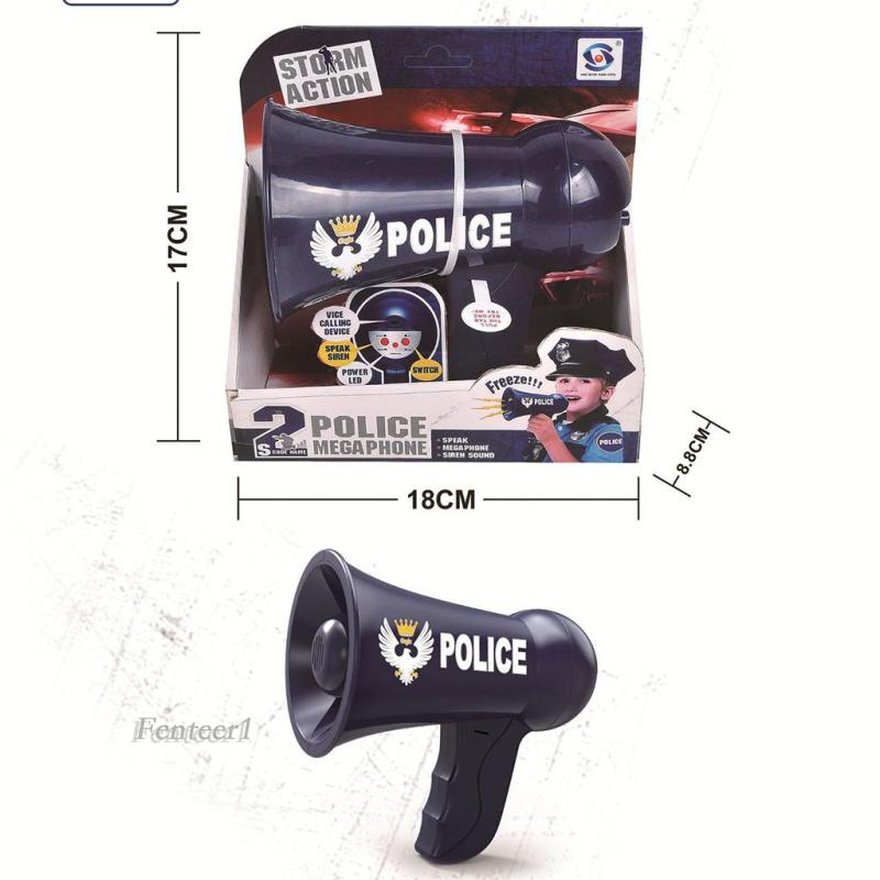 [Fenteer1] Đồ Chơi Điện Đàm Cảnh Sát Megaphone Phát Ra Âm Thanh Màu Xanh Dương Cho Bé