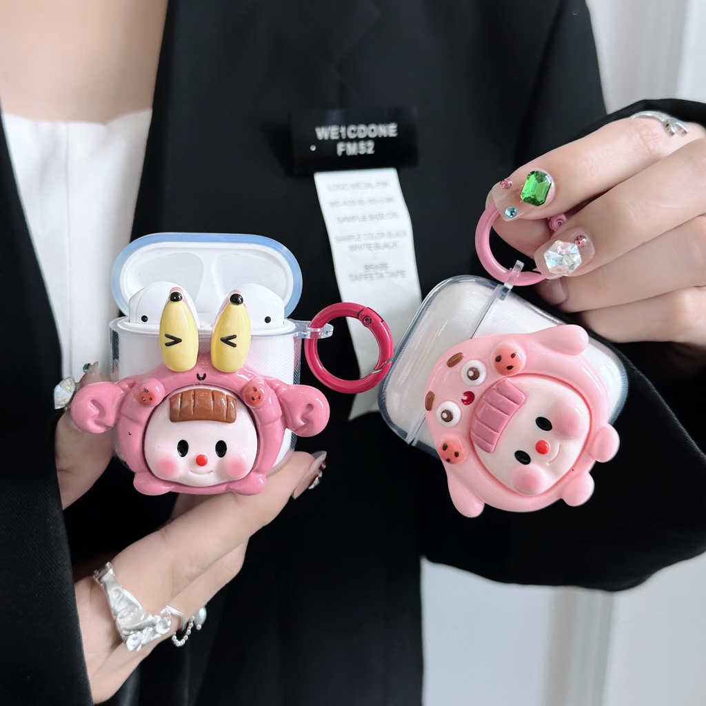 Vỏ Bảo Vệ Hộp Sạc Tai nghe không dây AirPods 1 2 gen3 pro2 2022 Bằng tpu Mềm Trong Suốt Họa Tiết Hoạt Hình 3D Sáng Tạo