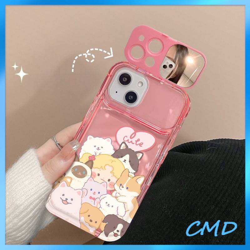 Ốp Lưng iPhone Camera Điện Thoại Cô gái với thú cưng của mình, gương lật, chống chấn động, bảo vệ máy ảnh Cho Iphone 6 / 6S / 6splus / se / 7 / 7plus / 8 / 8plus / X / xs / xsmax / 11 / 12 / 13 / 14 / Plus / Pro / Pro Max-8015