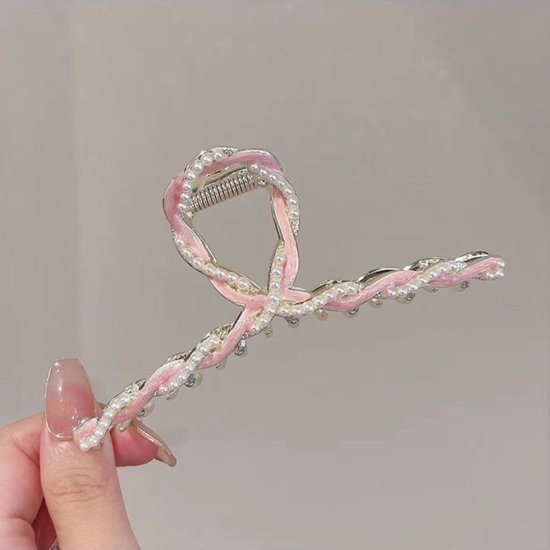 Kẹp Tóc Cá Mập Lớn Bằng Kim Loại Đính Ngọc Trai Cao Cấp Thời Trang Xuân Hè Phong Cách Hàn Quốc