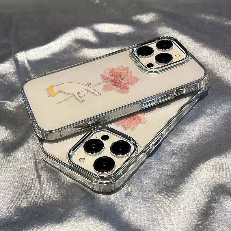 ✅Ốp Điện Thoại Dẻo Họa Tiết Hoa Sen Đơn Giản Chống Sốc Cho iPhone12 / max 11 13In 7 8 14pro IAT8