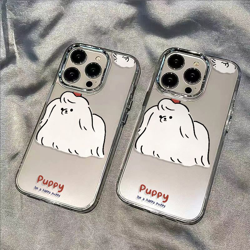 ✅Ốp Điện Thoại Mềm Chống Sốc Màu Trắng Hình Chú Chó Cho Apple Iphone 14Pro 8117 12 13max