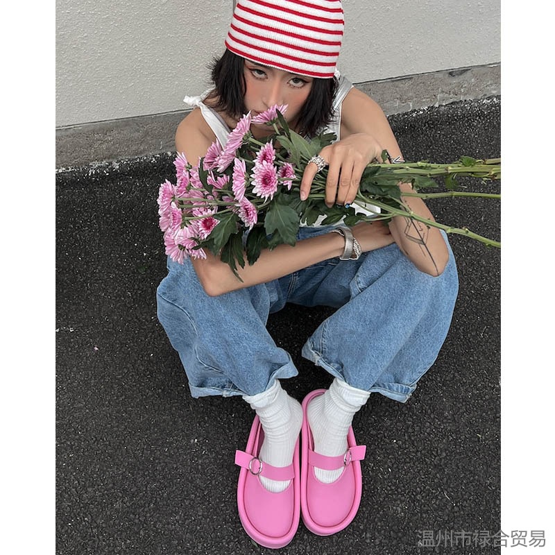 KaBaiQi Dép bánh mì guốc dép giày nữ Màu Sắc Đơn Giản Thoải Mái Cao Gót Chống Trơn Trượt dép đế xuồng 27ZHDLX062506