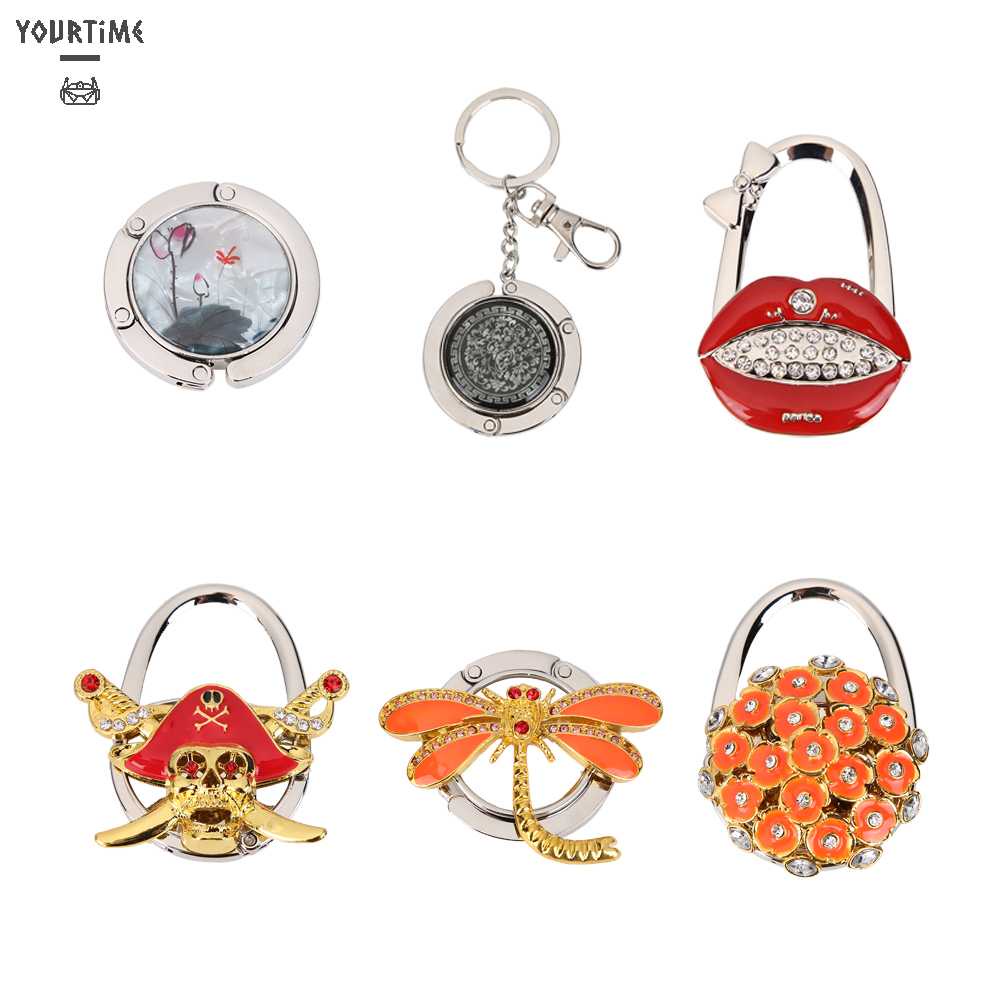 Móc Treo Túi Xách Bằng Hợp Kim Kẽm Đính Đá Gấp Gọn Tiện Dụng Giá Đ