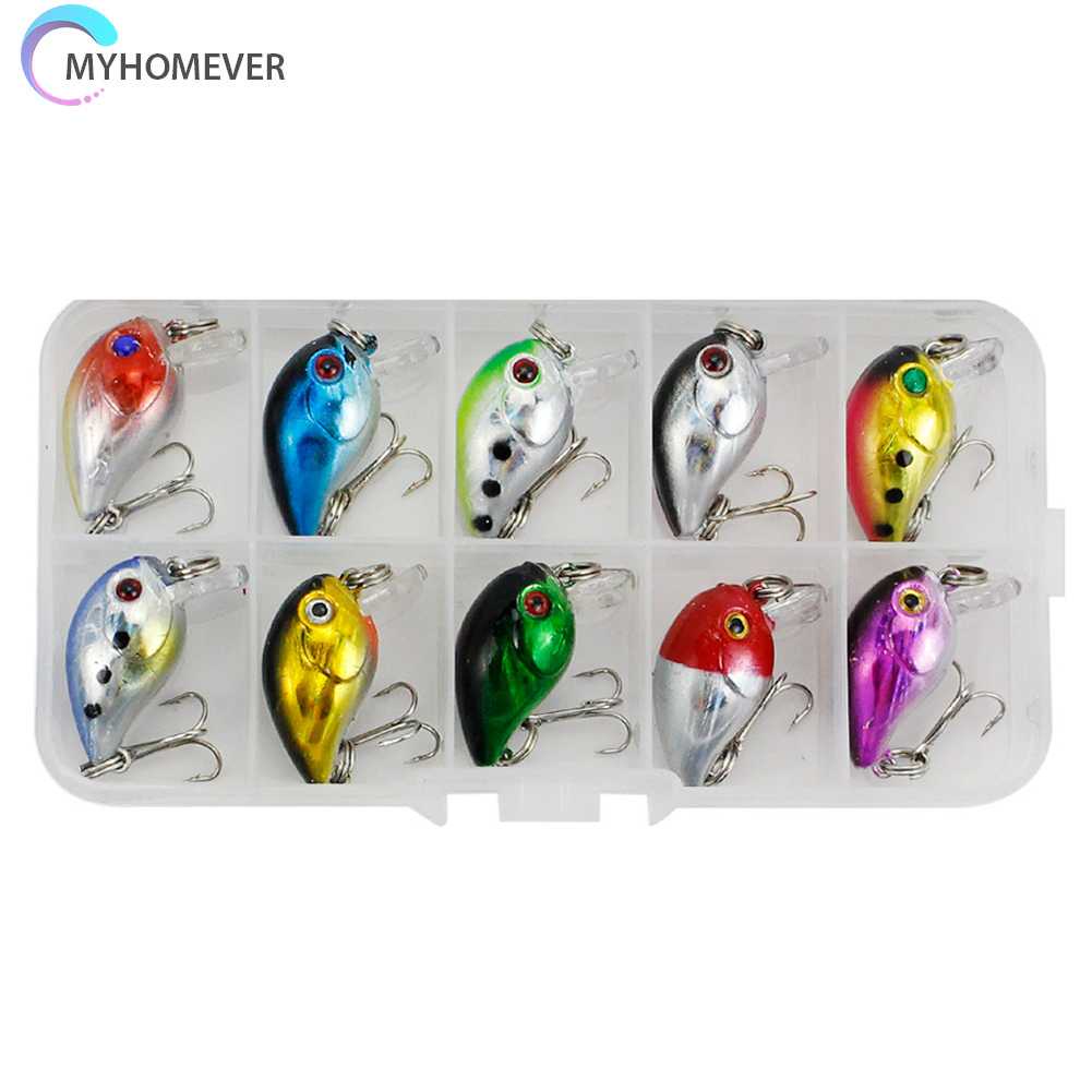 Set 10 Mồi Giả Nhử Cá Bằng Nhựa Gắn Kèm Móc Câu